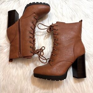 Charlotte Russe Brown Leather Combat Boots